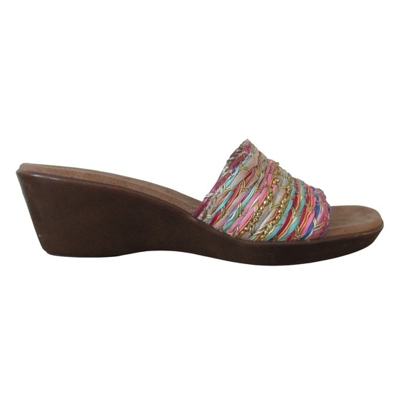A2 By Aerosoles Say Yes Woven Sandals 9.5 Wedge Heel Multicolor Colorful Boho - Picture 2 of 9